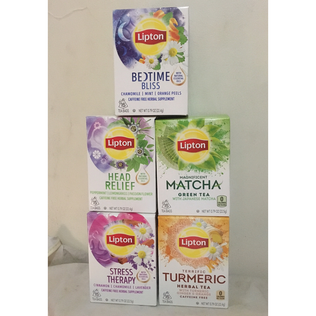 Lipton Tea 15 Teabags Bedtime Bliss / Head Relief / Turmeric / Matcha / Soothe Your Tummy