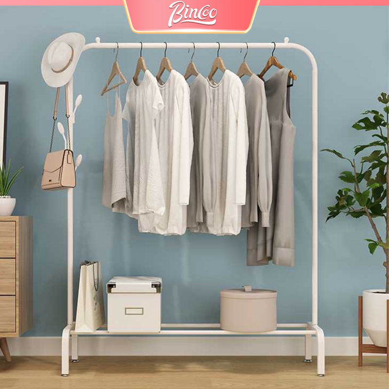 BINCOO Bedroom Clothes Hanger Sampayan Floor Drying Coat Rack | Shopee ...