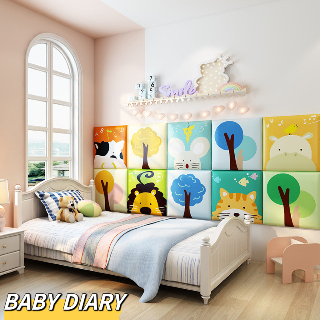 3D baby bedhead crash pad sticker room kindergarten crash head wall bed