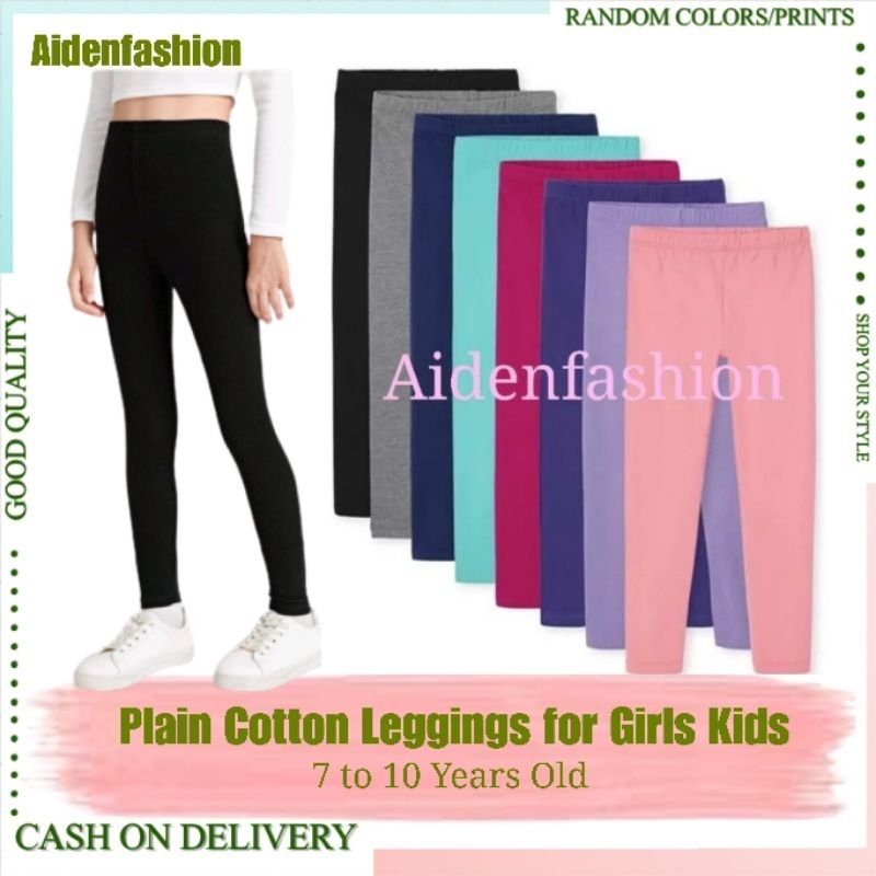 Cotton Stretchable Girl's Plain Black Legging