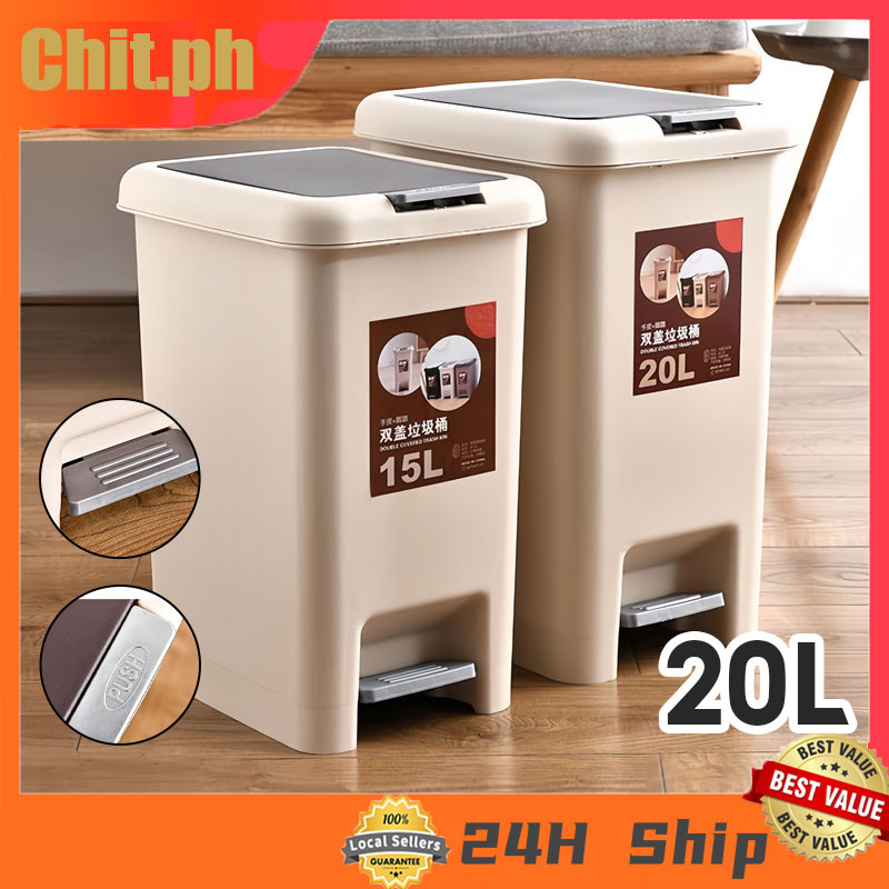 CHIT Multi Size Foot Pedal Pressed Trash Can with Cover Waterproof ...