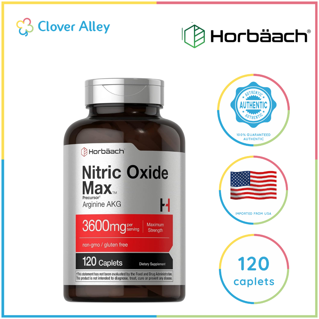 Nitric Oxide Max 3600mg w/ Arginine AAKG, 120 Caplets (03/2026 expriy