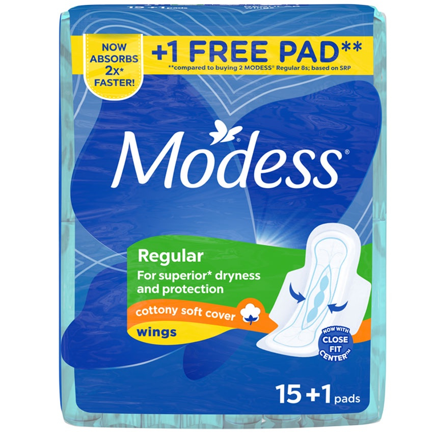 Modess Regular Cottony Soft with Wings Sanitary Napkins 16s | Shopee ...