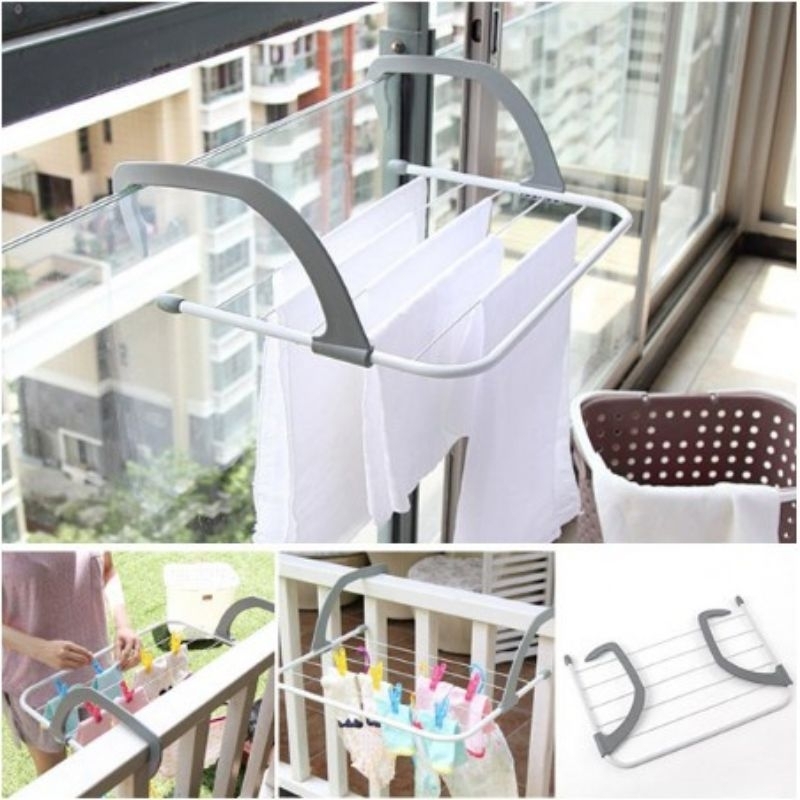 Multifunctional Foldable Indoor Outdoor Balcony Telescopic Shelf Drying ...