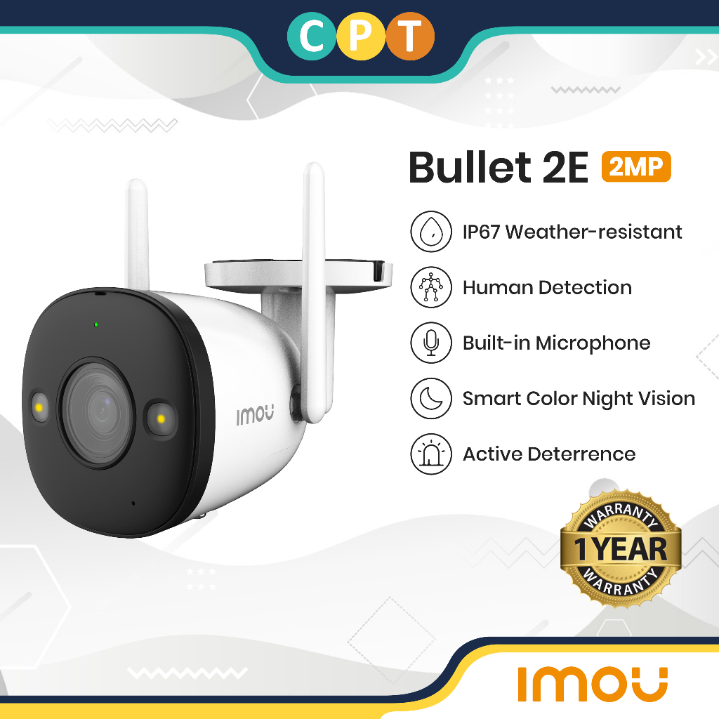 IMOU Bullet 2E 2MP IPC-F22FN-D CCTV 1080P Smart Monitoring WiFi Outdoor ...