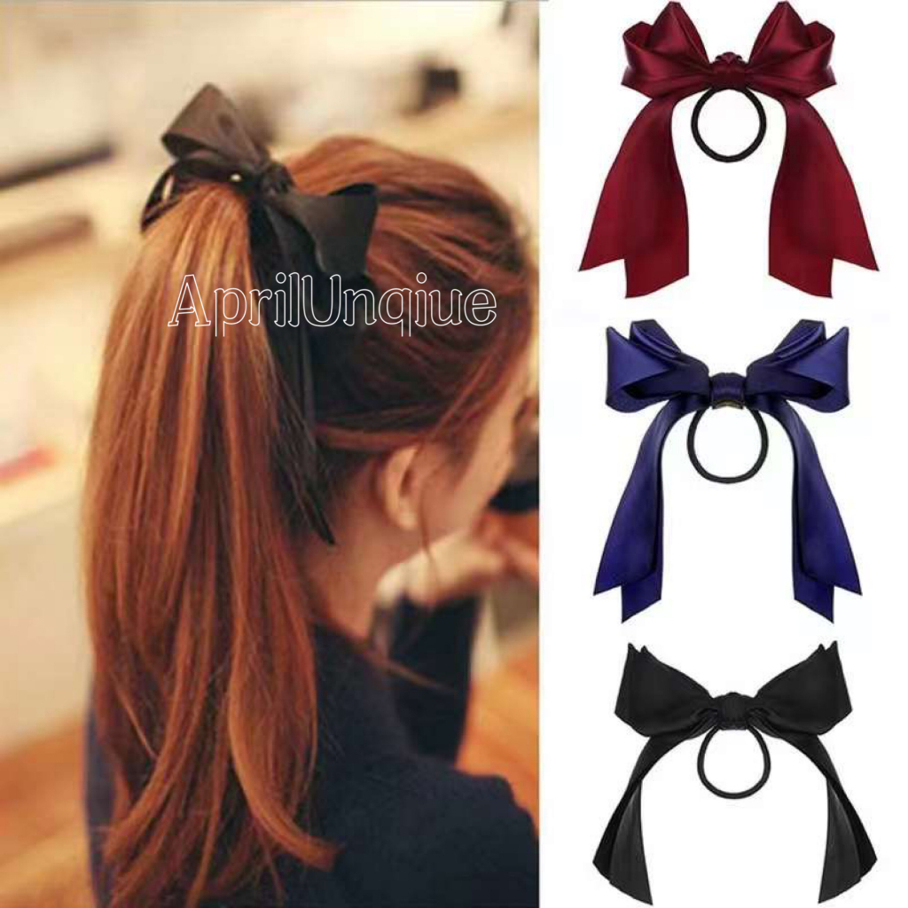 Korean Hot Hair Accessories Lovely Ribbon Bow Tie Hair Rope Elastic ...