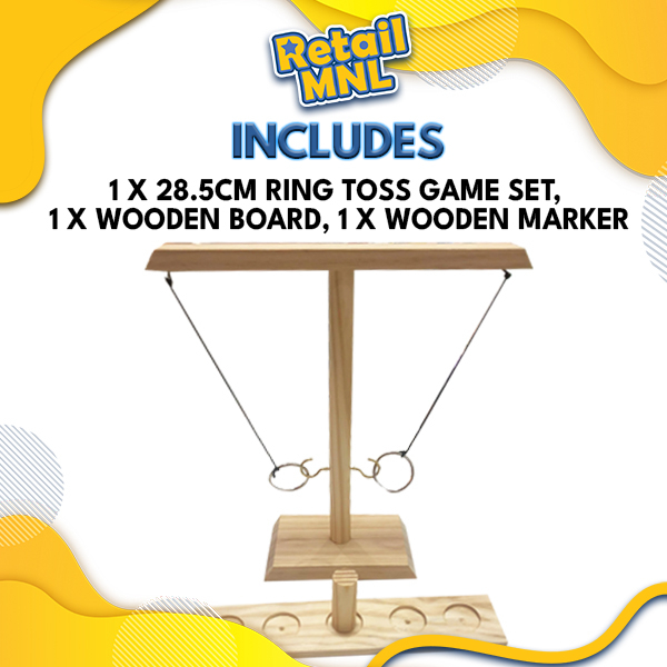 Retailmnl Ring Toss Game for Adults Wooden Hook and Loop Drink Game for
