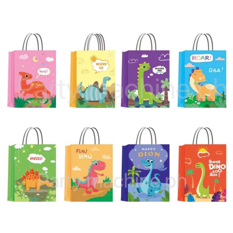12pcs assorted Dinosaur Paper Bag / Dino Birthday Giveaways / Dino Loot