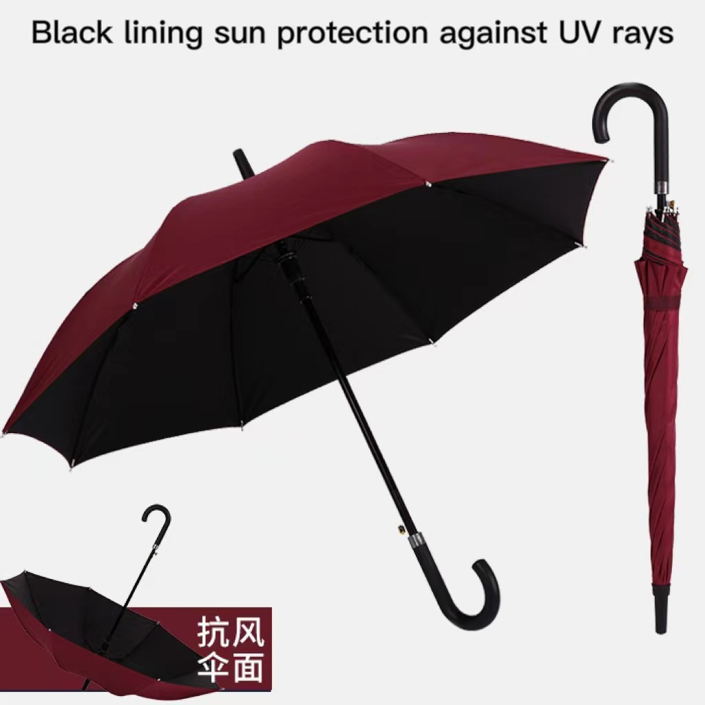 Vinyl Lined AntiUV Umbrella Long Handle Business Umbrella Umbrella