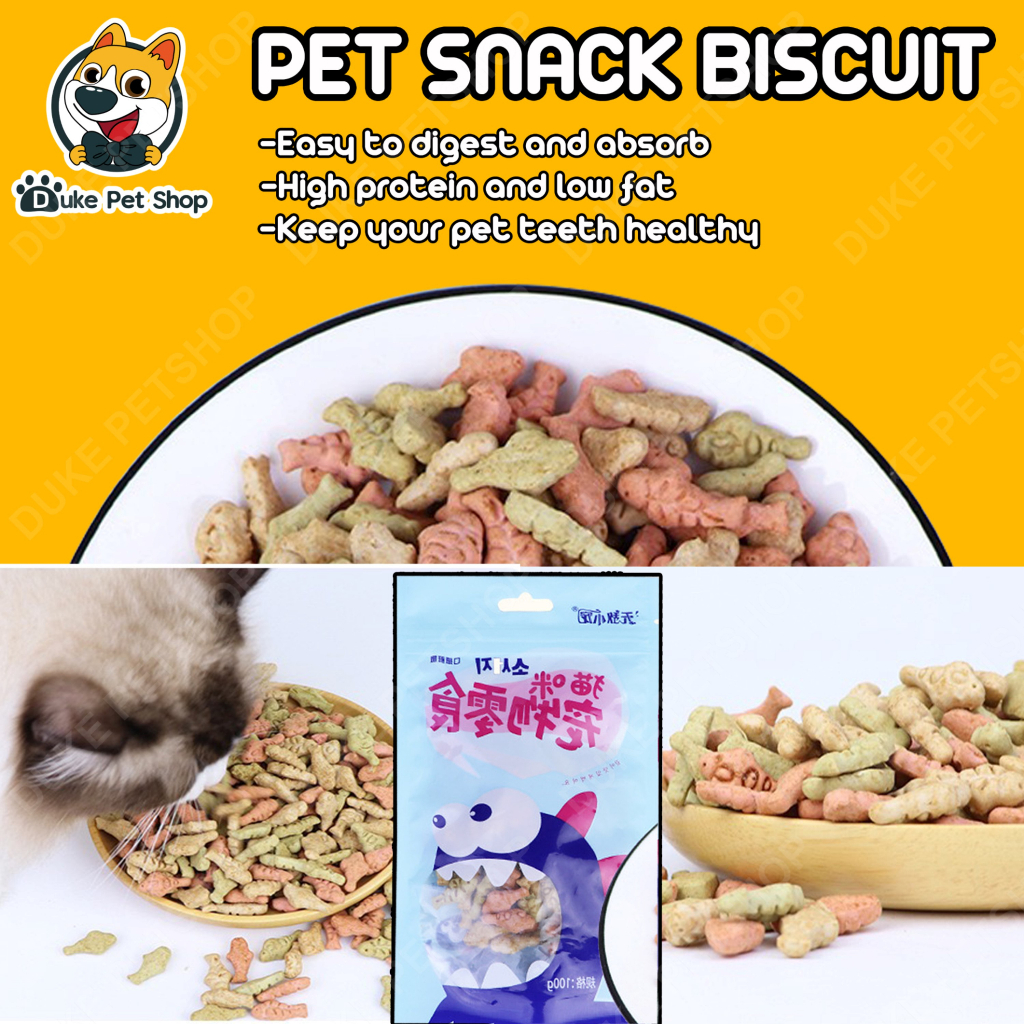 Cat Biscuit Soft and Hard Cat Cookies Chicken+Fish+Mint Flavor 100Grams