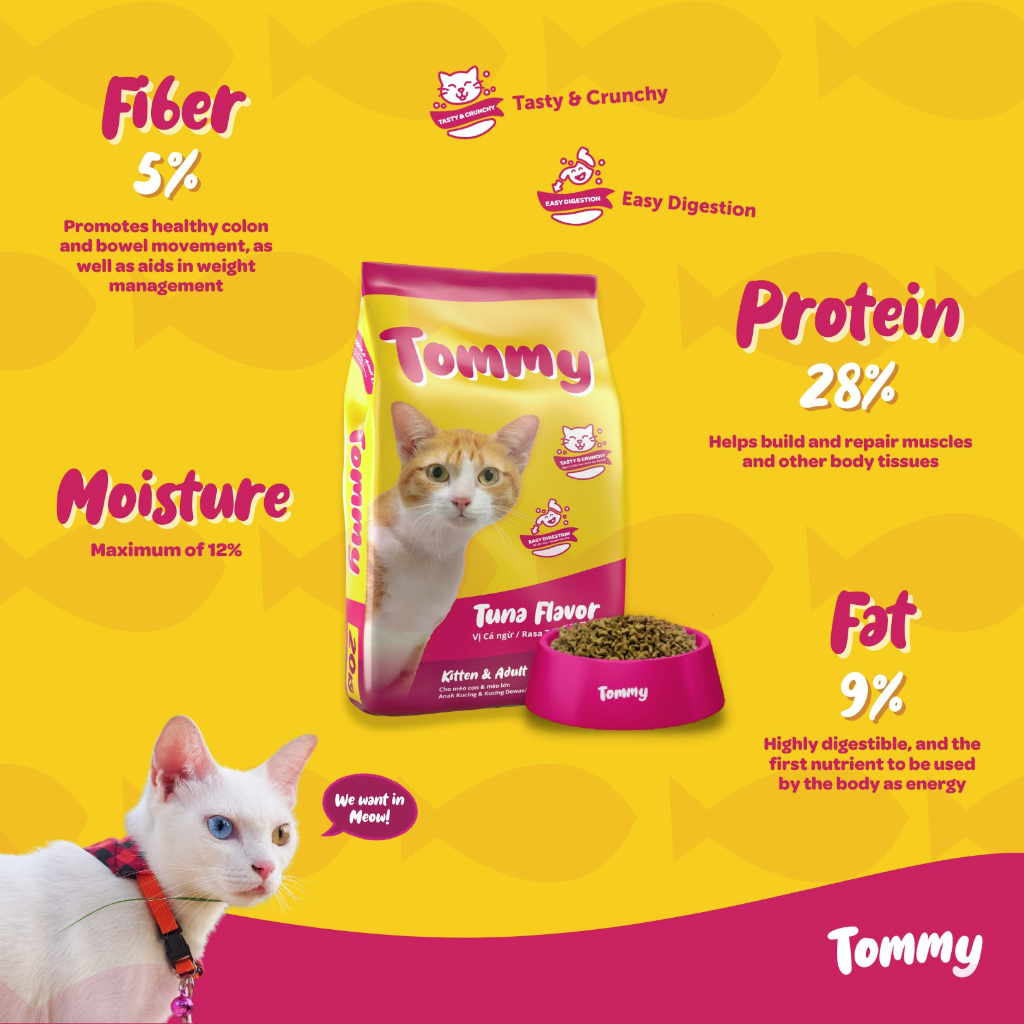 Tommy Dry Cat Food Kitten & Adult Tuna Flavor 1kg repacked Shopee