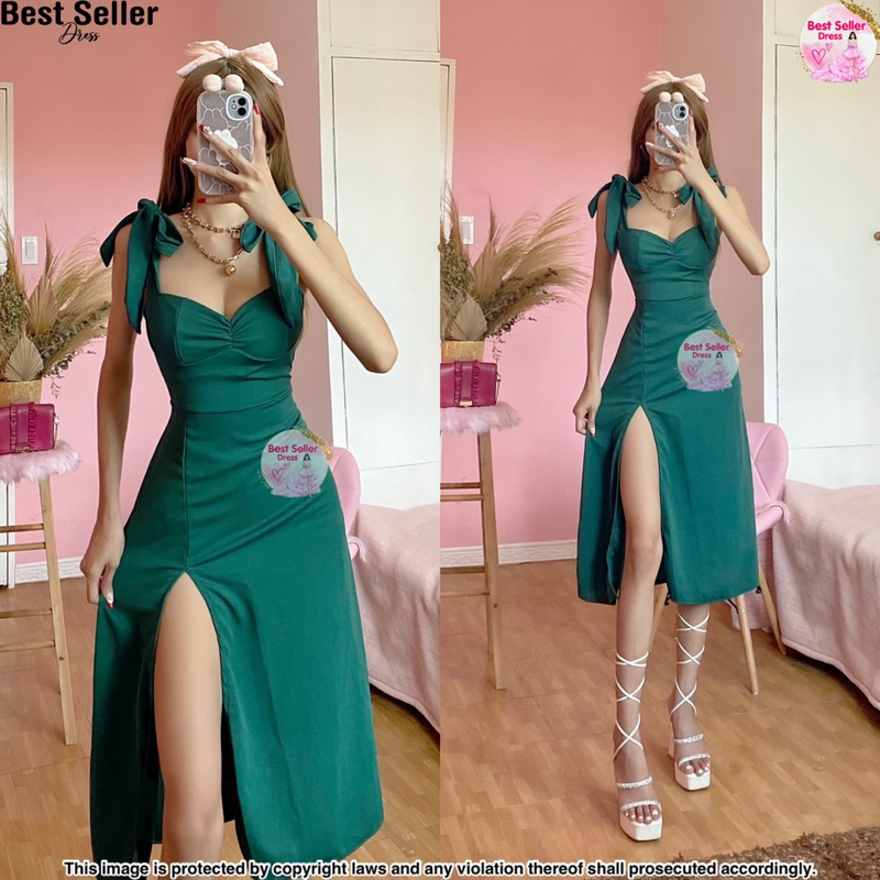 Best Seller Toni Tiffany Slit Tie Dress (Best Seller Dress)(BSD