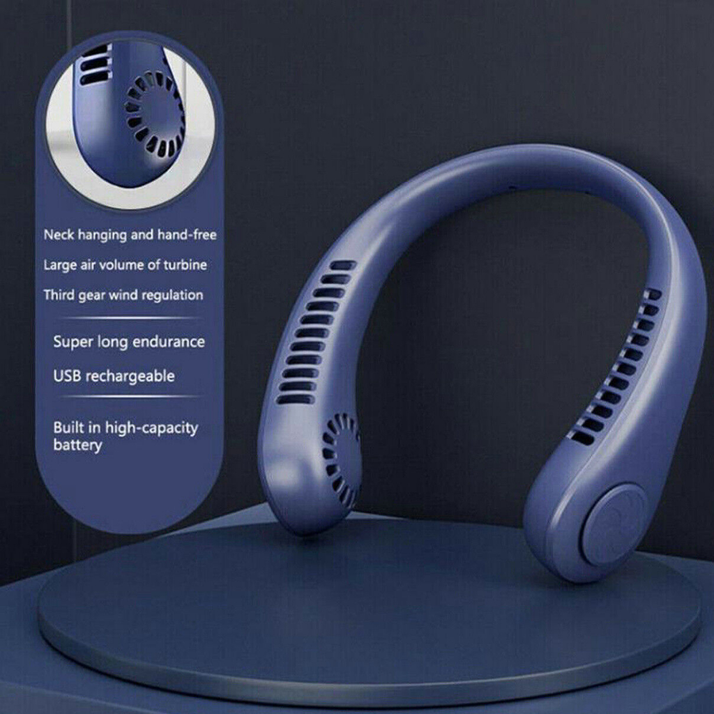 Vaneless Hanging Neck Fan USB Rechargeable Portable Neck Fan 3Gear Adjustable Lazy Hanging Neck