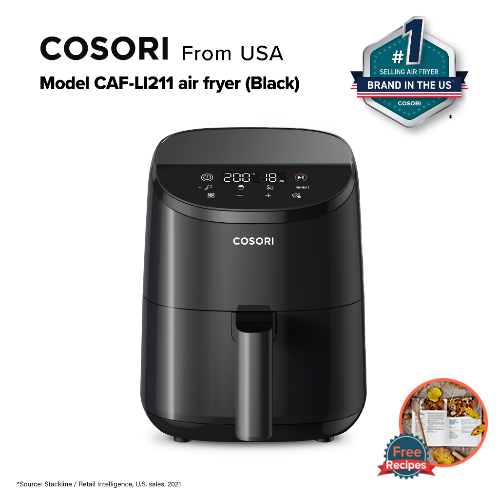 Cosori 2L (2.1 Quart) Lite Mini Air Fryer CAFLI211 (Black) Shopee