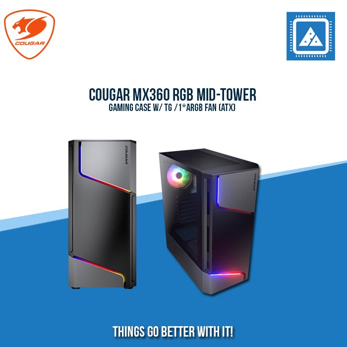 COUGAR MX360 RGB MID-TOWER GAMING CASE W/ TG /1*ARGB FAN (ATX) | Shopee ...