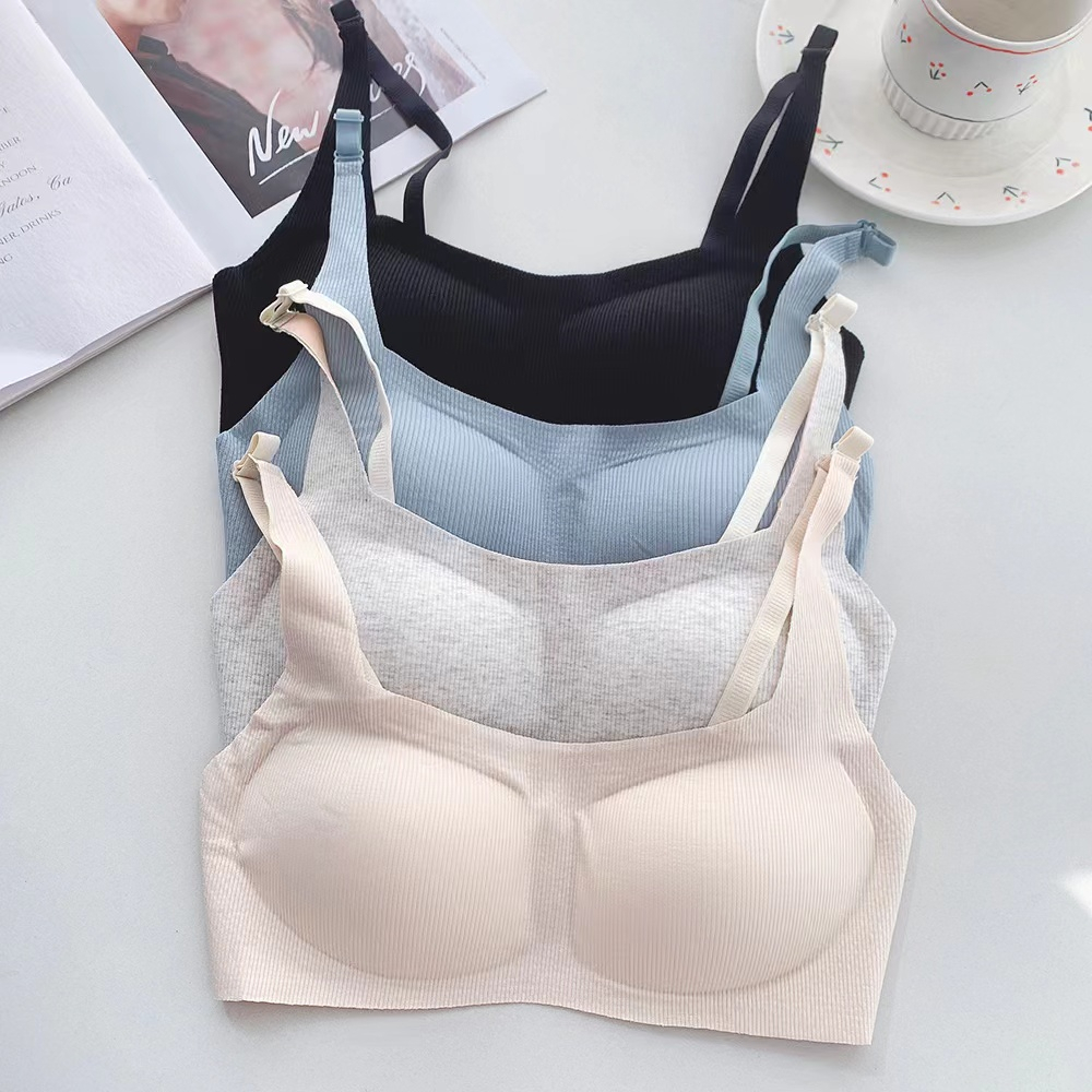 Abma Japanese Suji Bra Cotton version Square Collar Bra Seamless Bra ...
