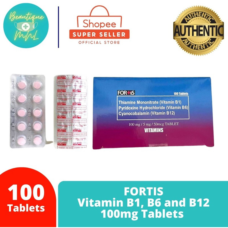 Vitamin B Complex B1, B6, B12 FORTIS 100mg Tablet (100 tablets