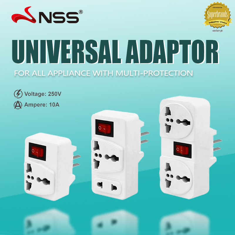 NSS Universal Adaptor With Switch Travel Adapter Plug Electrical