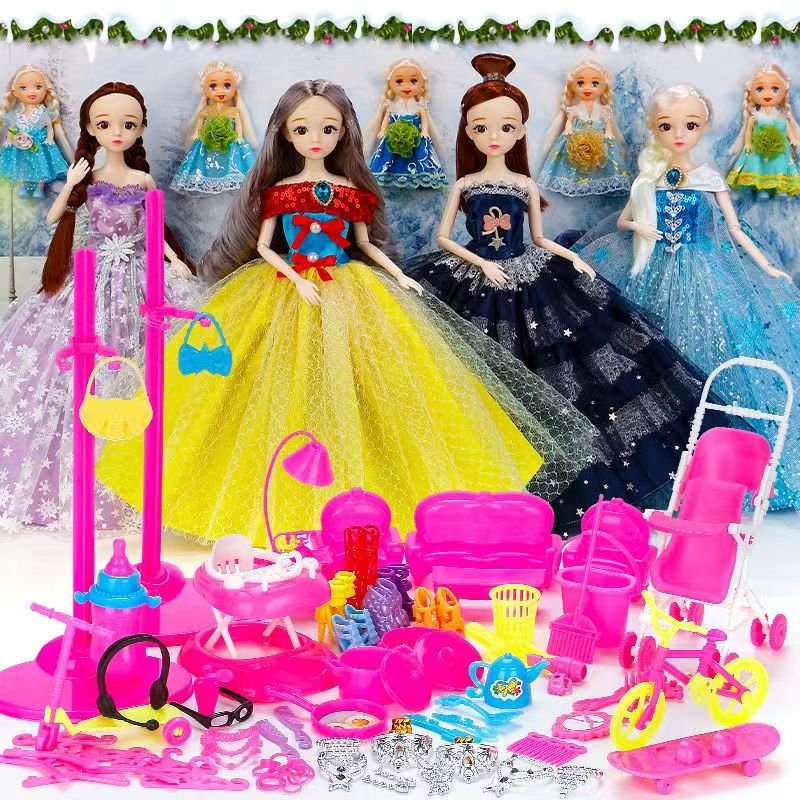 Snow Princess cute doll Princess Doll Set children princess dress up girl dress accessories