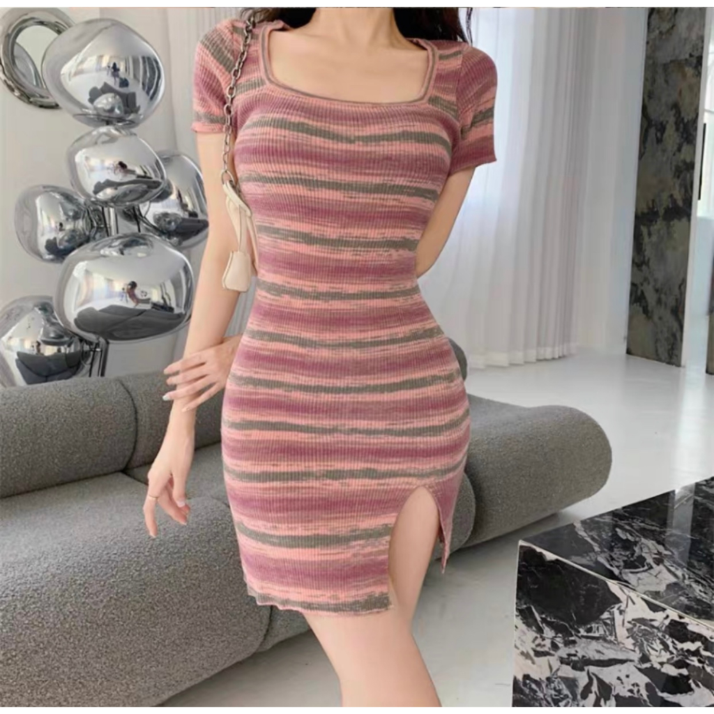 summer dress for women korean fashion sky blue dress formal sexy Mini ...