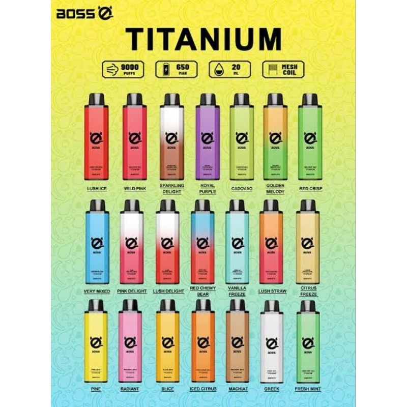 BOSS TITANIUM 9K PUFFS DISPOSABLE/RECHARGEABLE 100 LEGIT Shopee