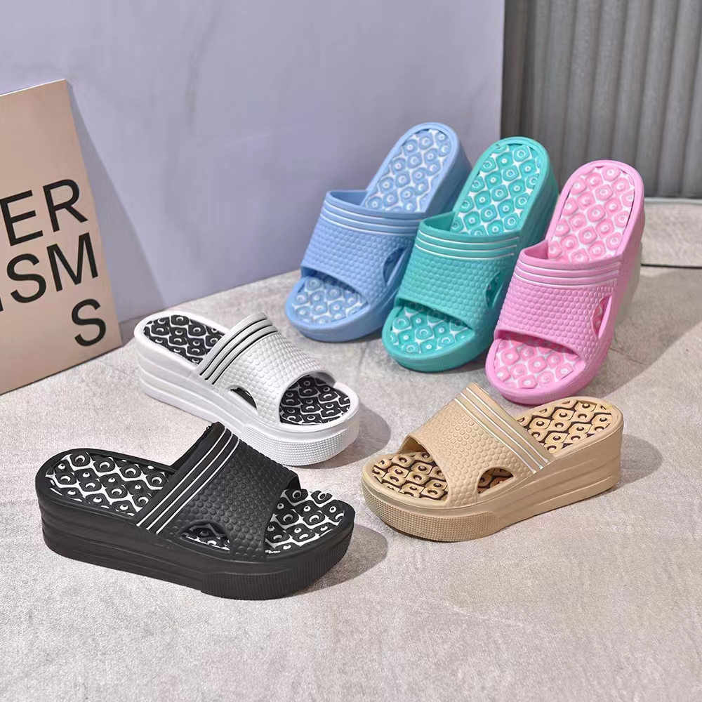 Comfy Footwear Rubber Wedges High Thick Bottom Slip-ons Outdoor