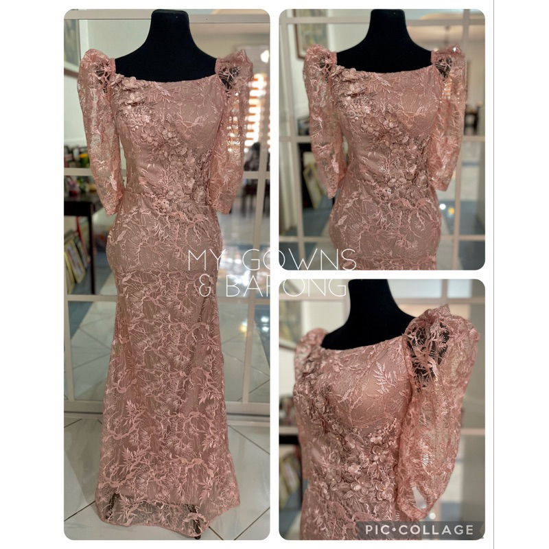 premium blush pink principal sponsor / mother / ninang gown | Shopee ...