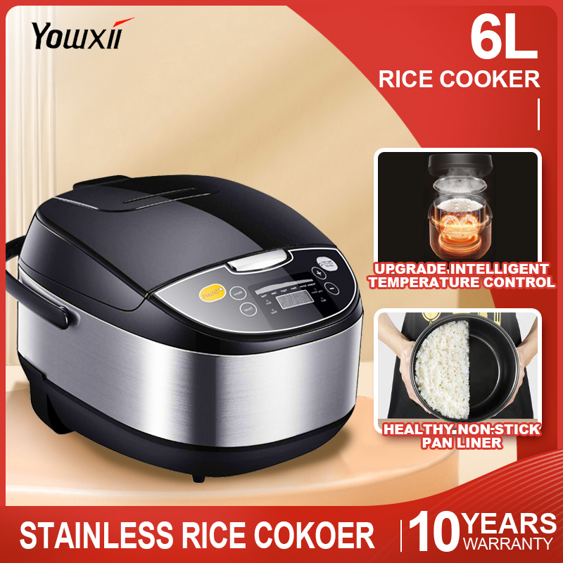 Yowxii LCD Stainless Rice Cooker 6L Standard Large Capacity