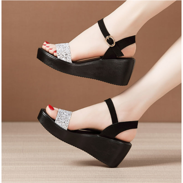 THICK SOLE WEDGE SLIPPERS IN PUNCH PINK LAMBSKIN AND BEIGE RUBBER main image 0