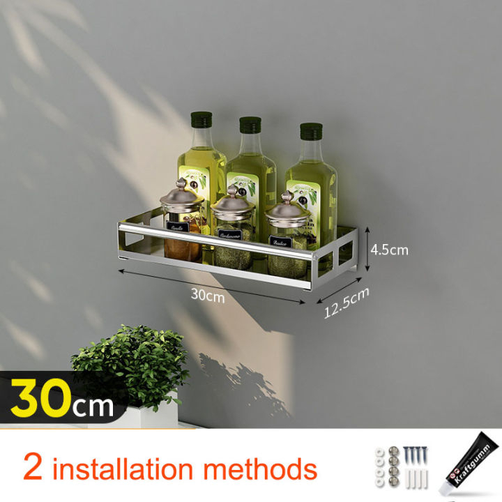 Wall Mounted Spice Rack Kitchen 304 Stainless Steel Shelf Hanging Rack ...
