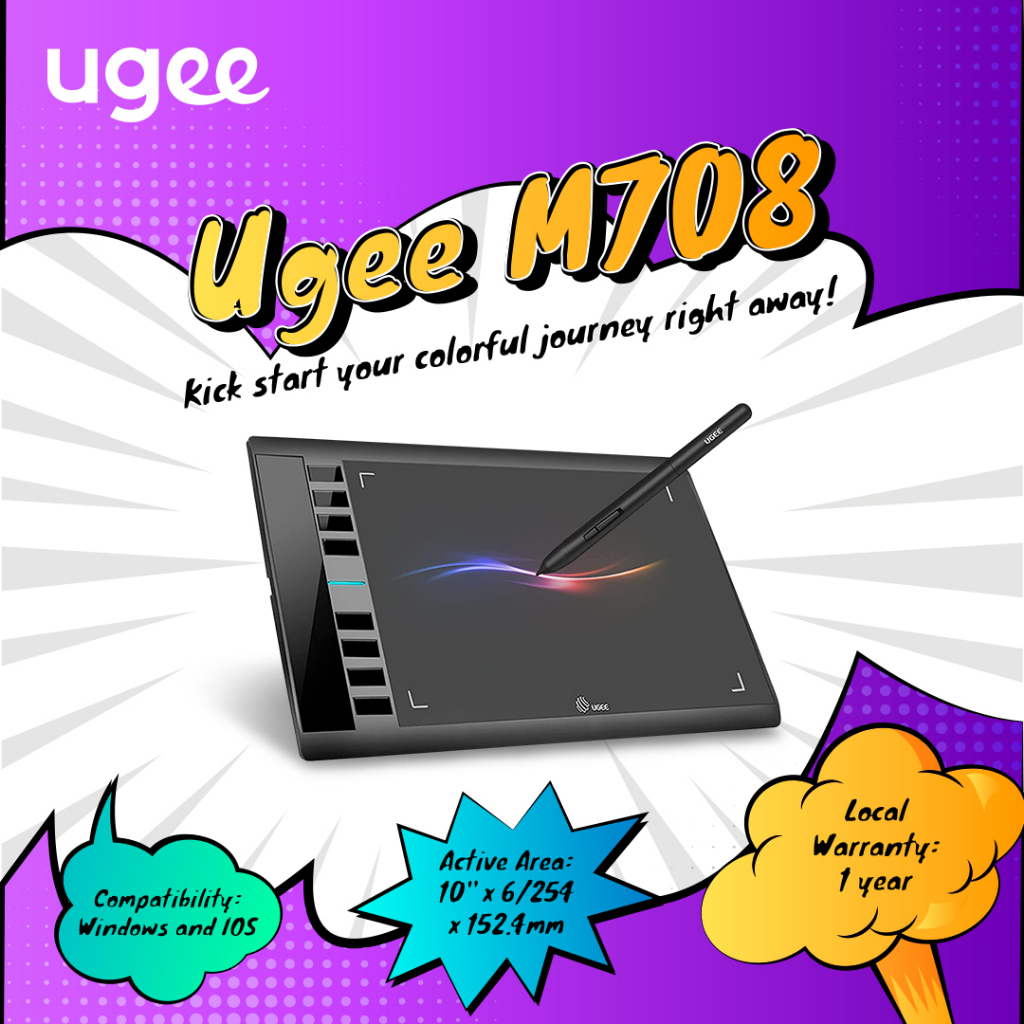 Ugee Ug M708 10x 6 Stylus And Other Accessories Included Graphic Drawing Tablet Shopee 8790