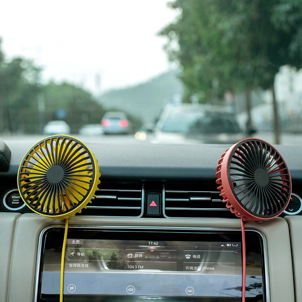 360-degree rotatable car fan with LED light USB power supply air outlet ...