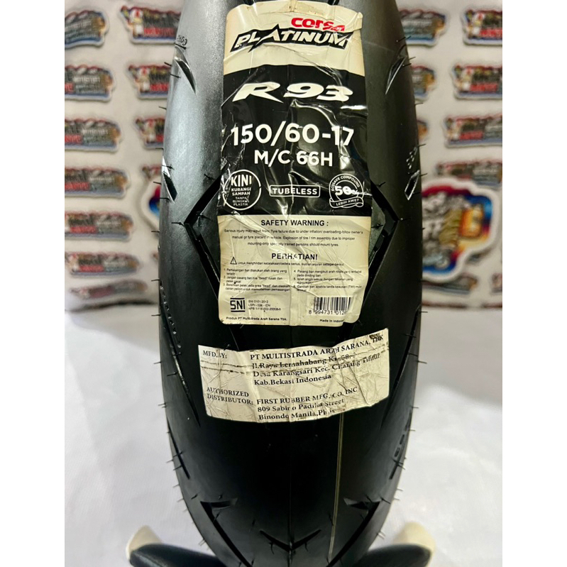 CORSA R93 PLATINUM 150/60/17 TIRE T/L W/ FREE SEALANT/TIREVALVE ...