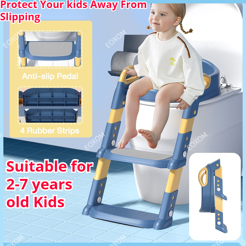 Baby Foldable Toilet Seat With Adjustable Ladder Kids Potty Trainer