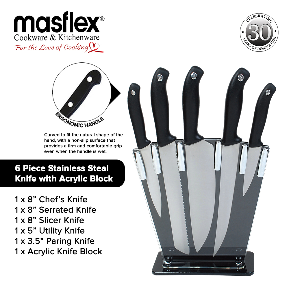 Masflex 6 Piece Knife Set With Acrylic Block Shopee Philippines