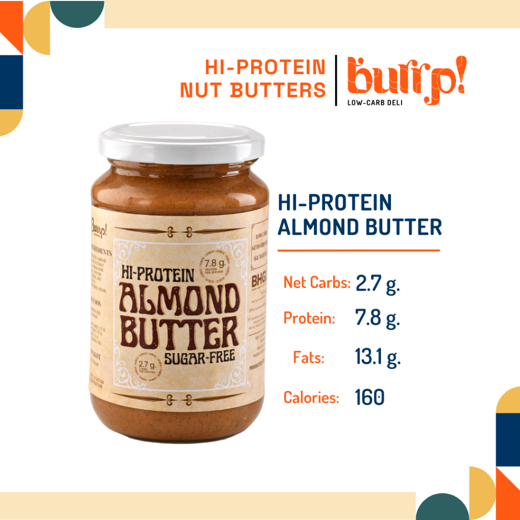 Burrp HiProtein Almond Butter Sugarfree Low Carb Keto Low Calorie