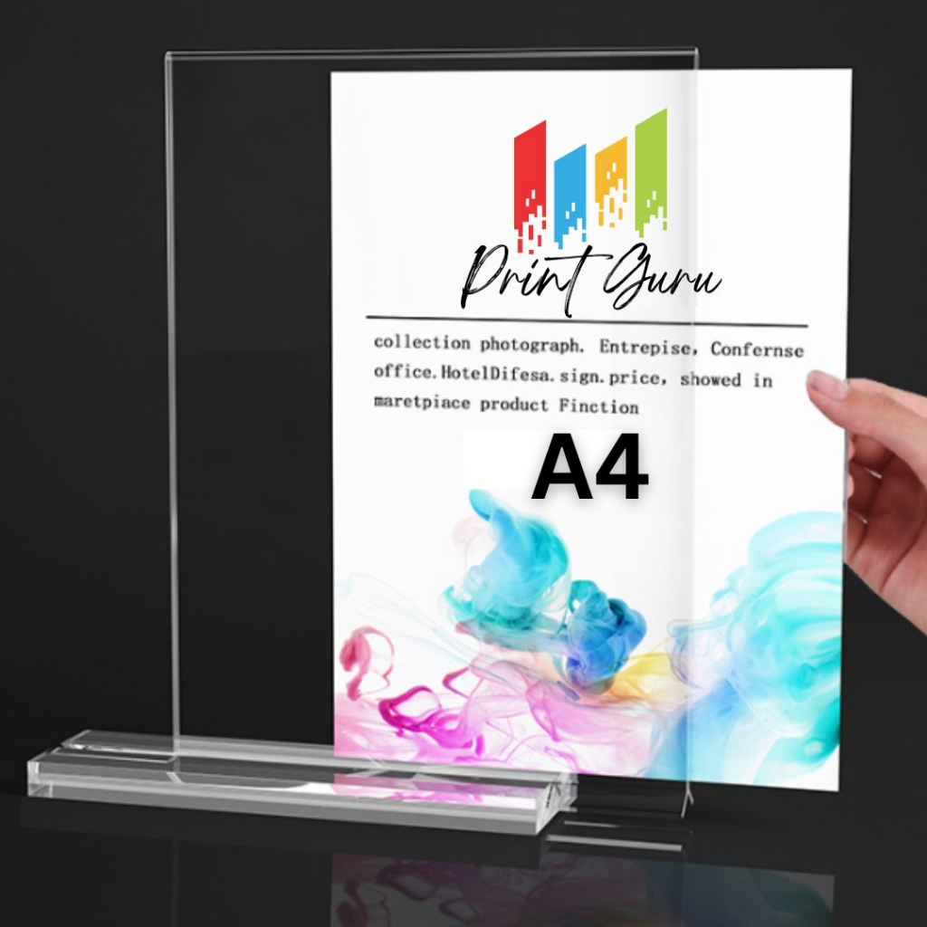 A4 Size Acrylic Desktop Table Top Sign Holder Stand for Menu, Flyers