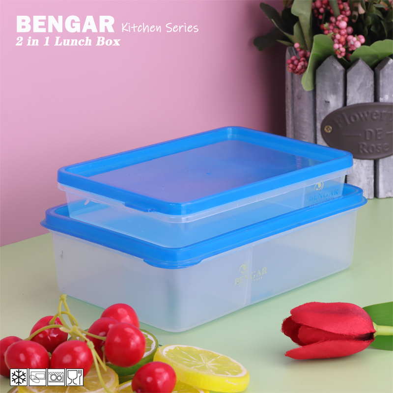 lunch box food keeper with 2 compartments plastic lunchbox lagayan ng