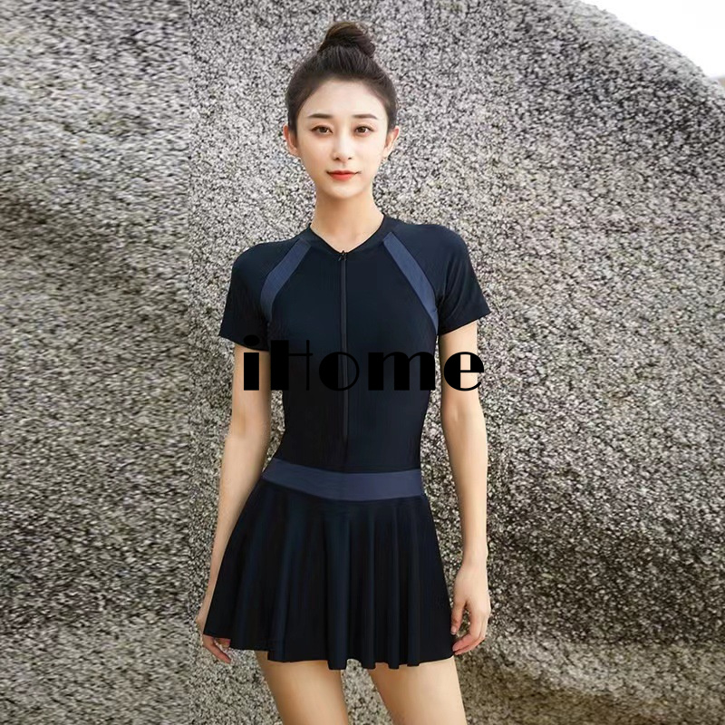 Ruffle One-Piece Swimsuit – Korean Bow Bodysuit with Pearl Strap main image 1