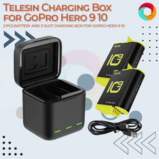 TELESIN 3 Slots LED Storage Charger Box With HERO 11/10/9 Extended
