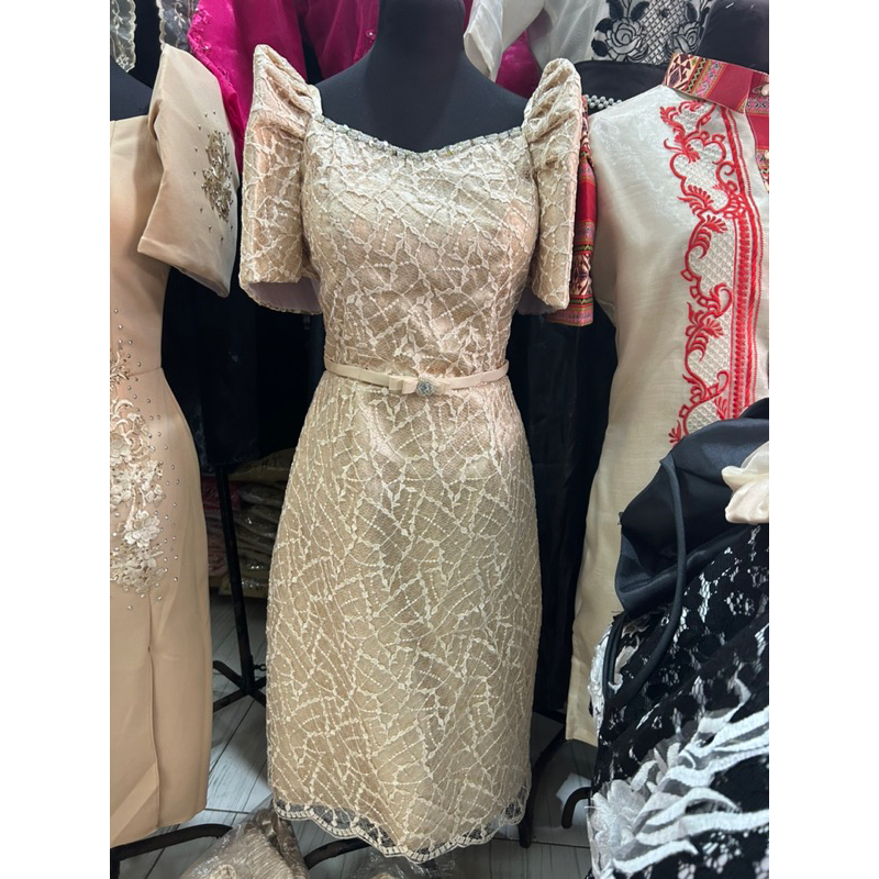 Modern Filipiniana Emelda Dress with Stone Lace | Shopee Philippines