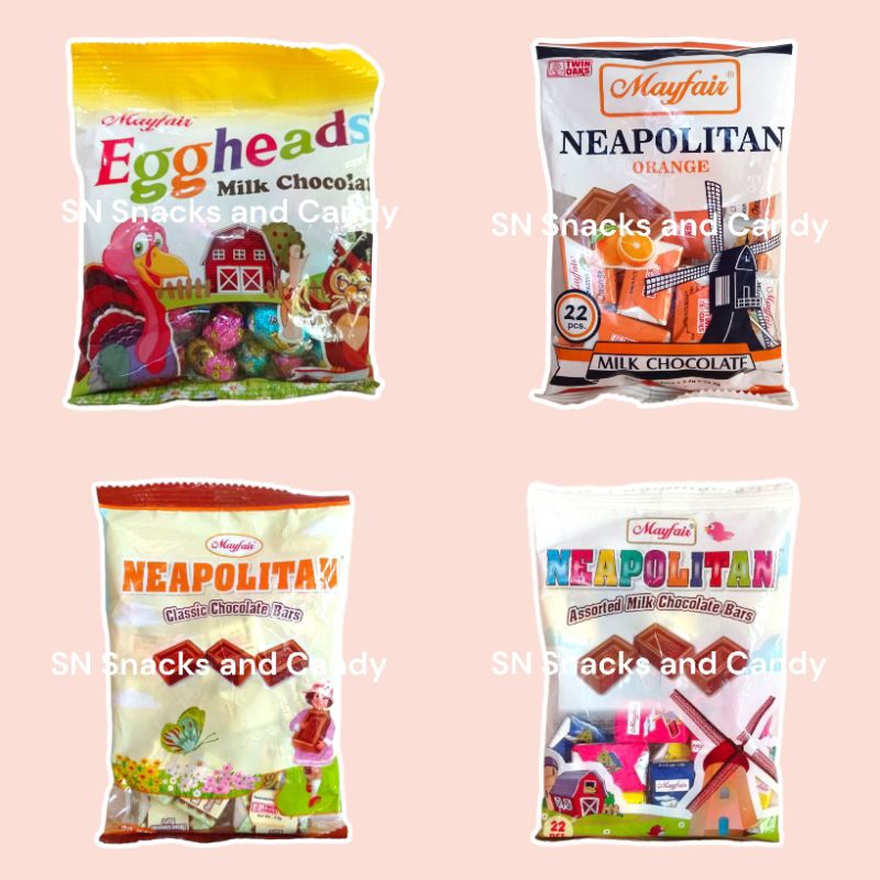 SN Mayfair Chocolates Eggheads/Neapolitan Orange/Neapolitan Batang