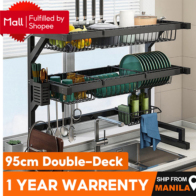 【COD】95cm Kitchen Organizer Dish Rack With Drainer Multi-Function ...
