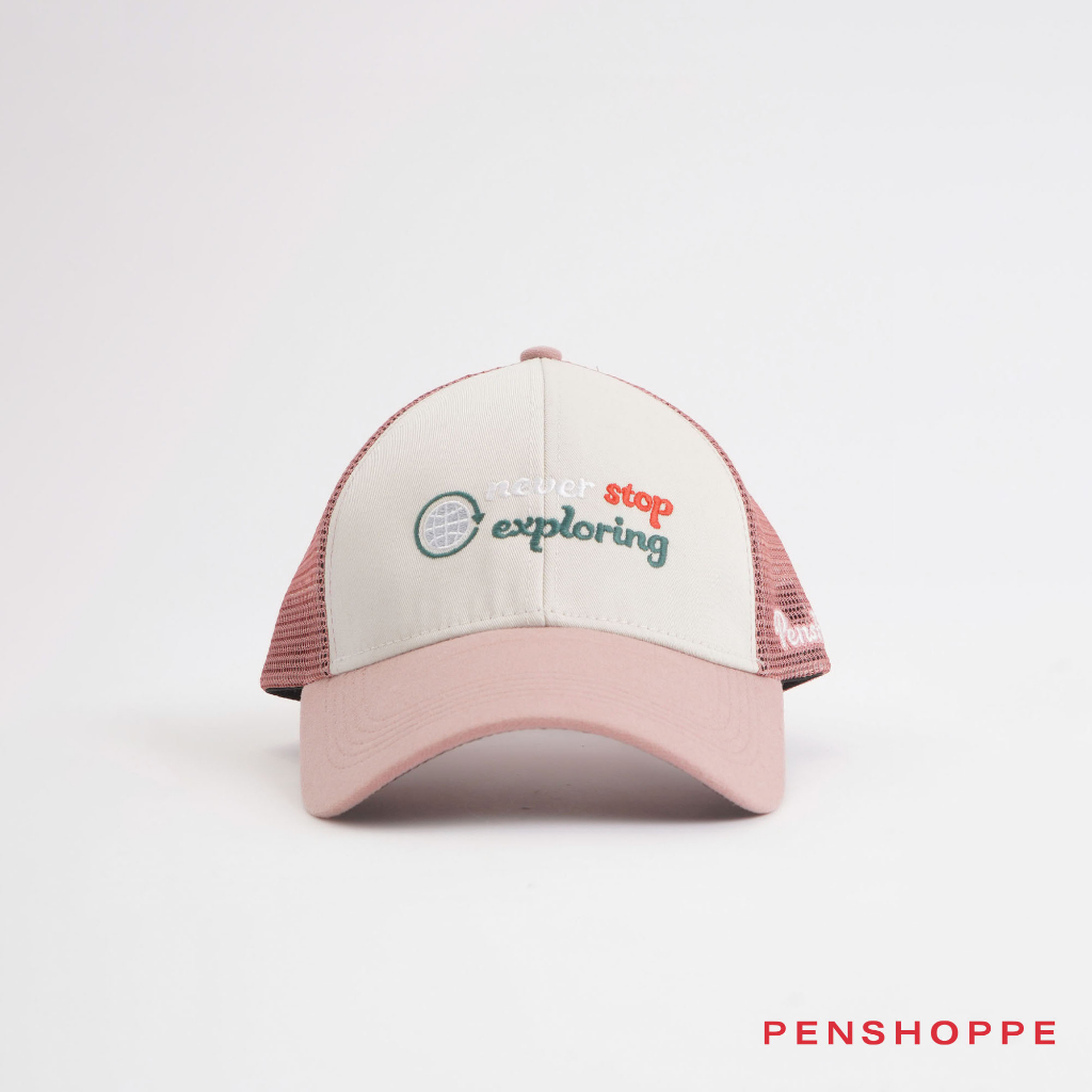 Penshoppe Twill Trucker Cap with Flat Embro For Men (Old Rose) | Shopee ...