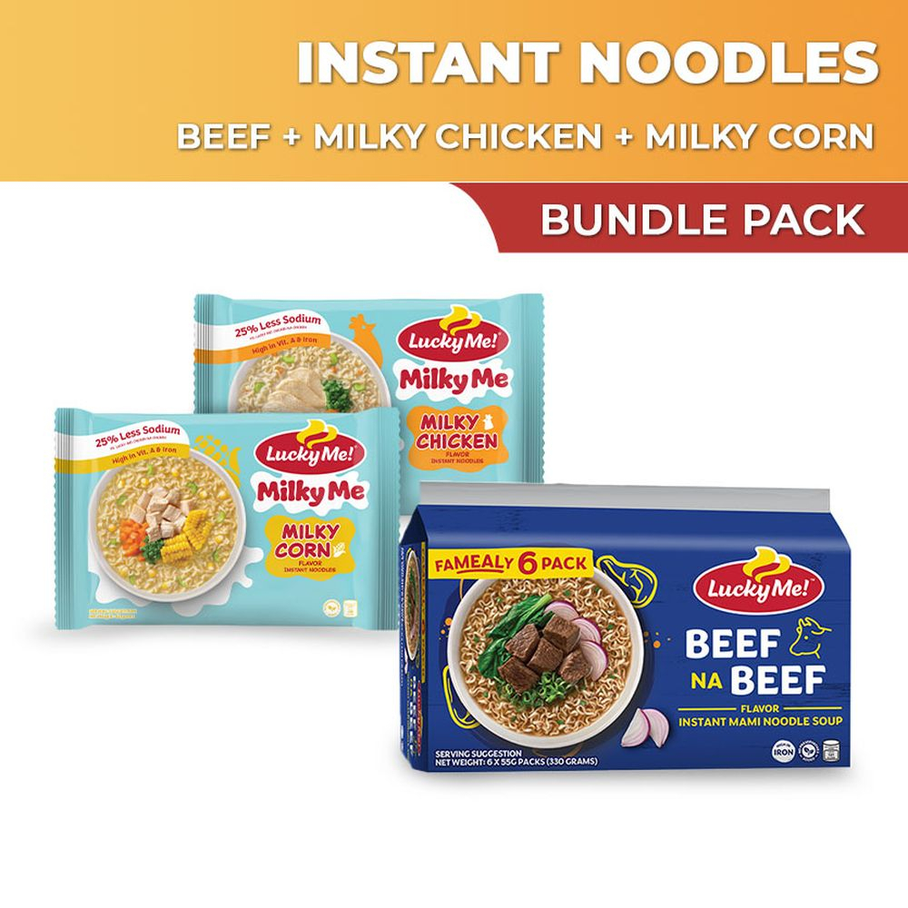 Lucky Me Instant Noodle Soup Bundle Beef Na Beef Milky Me Chicken Milky Me Corn Shopee