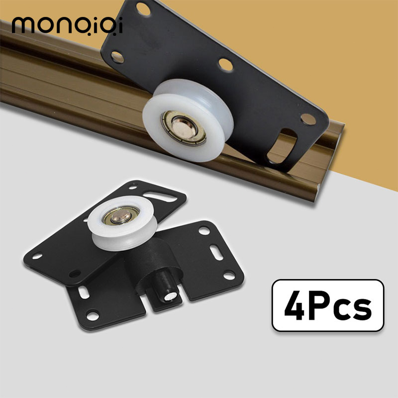 thumbnail interactive-video image 1 of Black Wardrobe Sliding Door Pulley Wheels - 1 Set Cabinet Roller Replacement Hardware 1 of 10