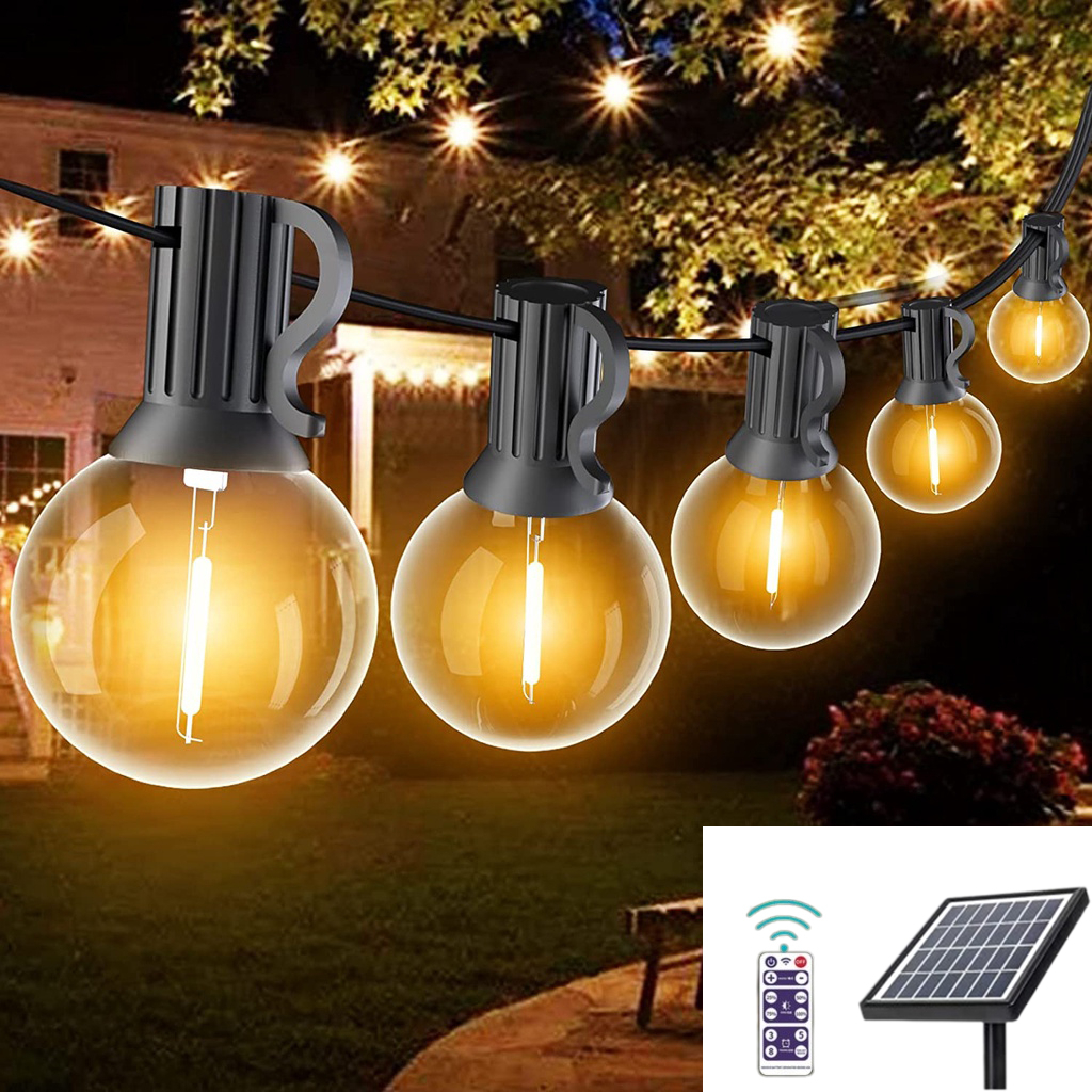 25FT/59FT Solar G40 String Light Outdoor Patio Light Christmas Garden ...