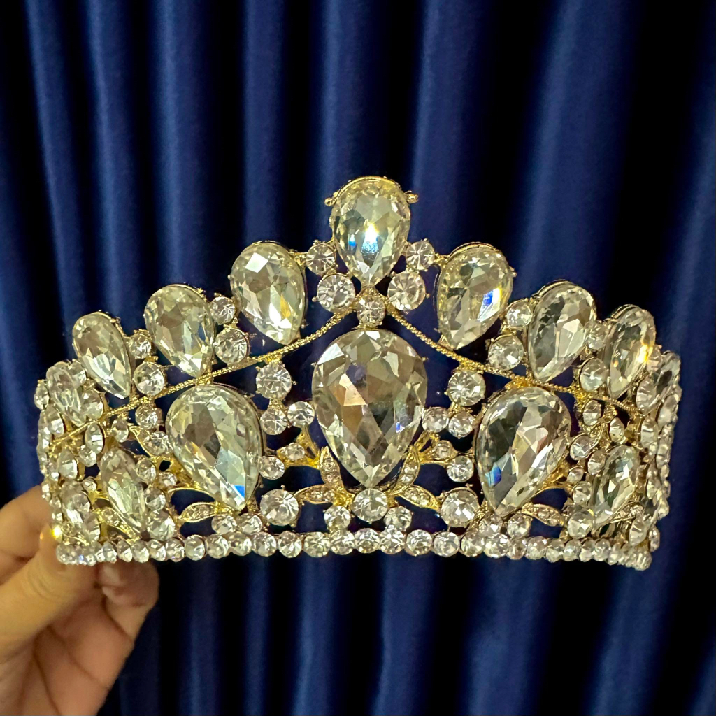 ELEGANT PAGEANT PARTY CROWN SILVER GOLD CROWN RED BLUE COLOURS 3 INCHES ...