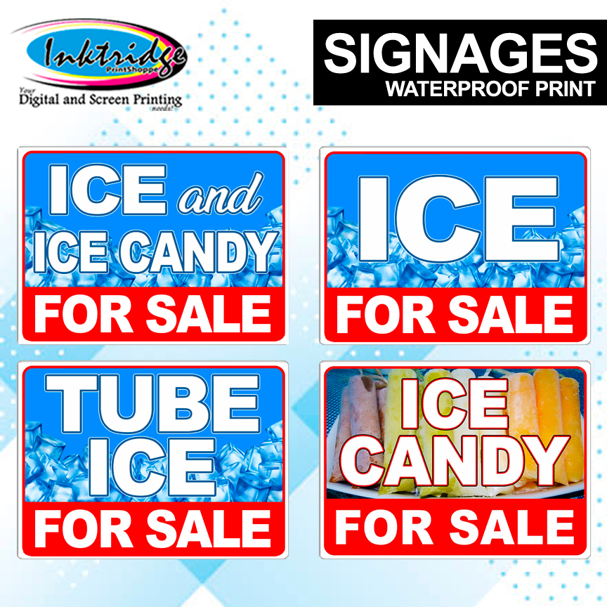 ICE & ICE CANDY FOR SALE Signages A4 ( 8" X 11" inches ) Waterproof