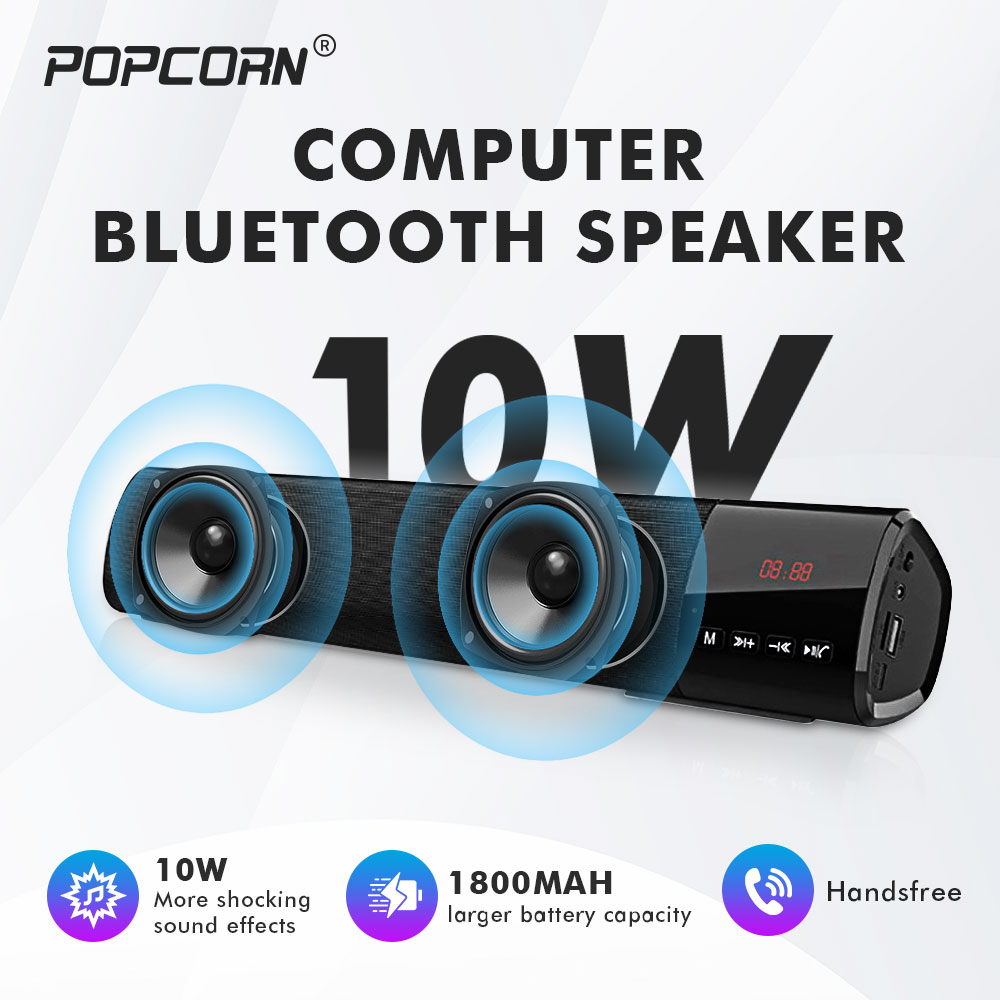 Popcorn Portable Soundbar Wireless Bluetooth Speaker Subwoofer with USB